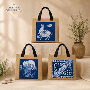 Handmade Jute Tote Bag | Artisan Market Tote | Natural Woven Shoulder Bag